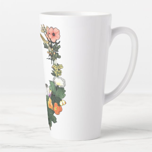 Taza De Café Latte Anillo de flores (Derecha)