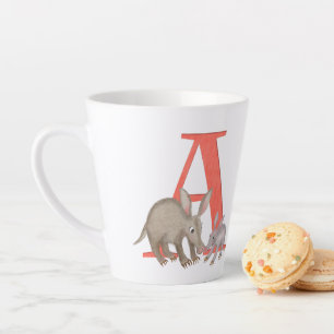 Taza De Café Latte Animal ABC A es para aardvark latte mug