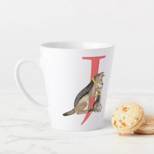 Taza De Café Latte Animal ABC J es para jackal latte mug