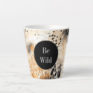 Taza De Café Latte Animal leopardo salvaje del crema negro