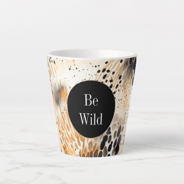 Taza De Café Latte Animal leopardo salvaje del crema negro (Anverso)