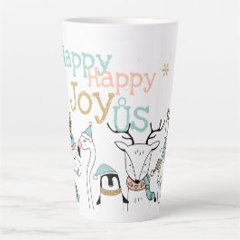 Taza De Café Latte Animales de invierno de Navidades educados felices