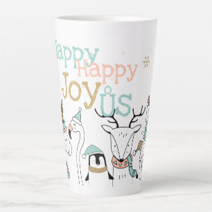 Taza De Café Latte Animales de invierno de Navidades educados felices