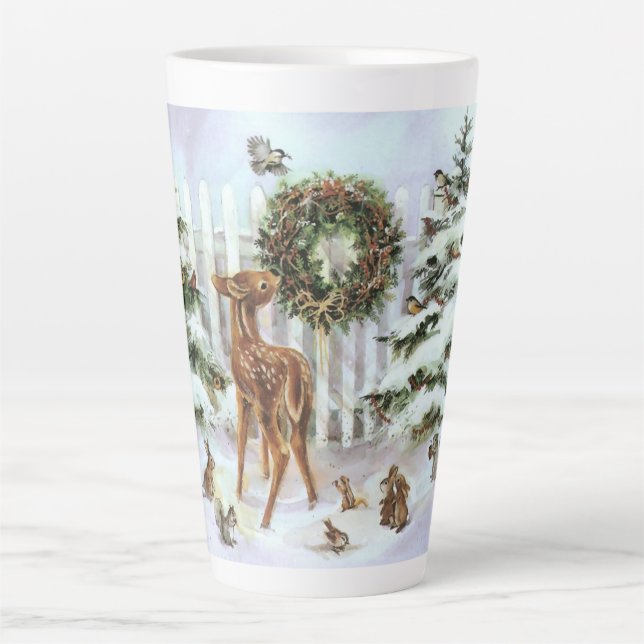 Taza De Café Latte Animales De Invierno Típicos (Anverso)