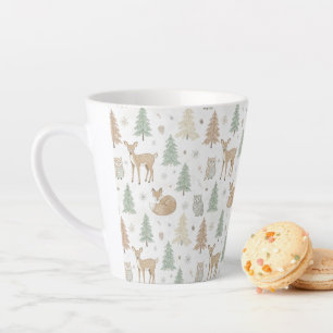 Taza De Café Latte Animales del bosque invernal patrón continuo