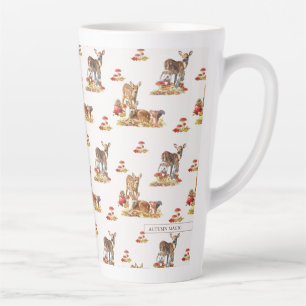 Taza De Café Latte Animales encantadores del bosque Patrón de arte de