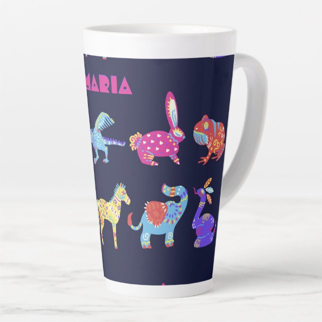 Taza De Café Latte Animales mexicanos de Alebrije personalizados arte (Ángulo derecho)