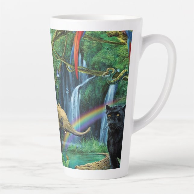 Taza De Café Latte Animales que viven juntos tiran almohada (Derecha)