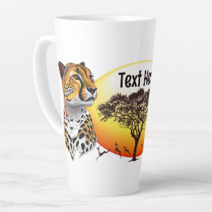 Taza De Café Latte Animales salvajes de la costa africana Cheetah