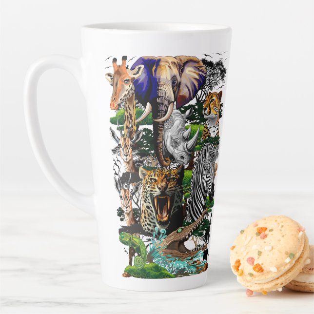 Taza De Café Latte Animales salvajes de sabana africanos (In situ)