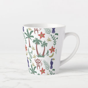 Taza De Café Latte Animales tropicales con maxilar y mono sin soldadu