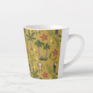 Taza De Café Latte Animales tropicales mono de patrón sin soldadura,