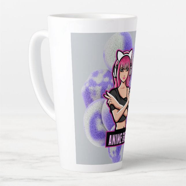 Taza De Café Latte Anime Girl – Stylish Modern Character Design (Ángulo izquierdo)
