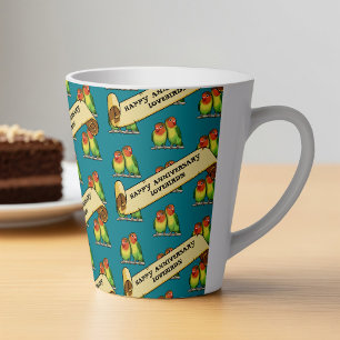 Taza De Café Latte Aniversario de Amantes Felices de la Cuidad Románt