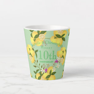 Taza De Café Latte Aniversario de Bodas Limón Exprimido Verde