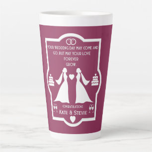 Taza De Café Latte Aniversario del Boda de Chicas gay