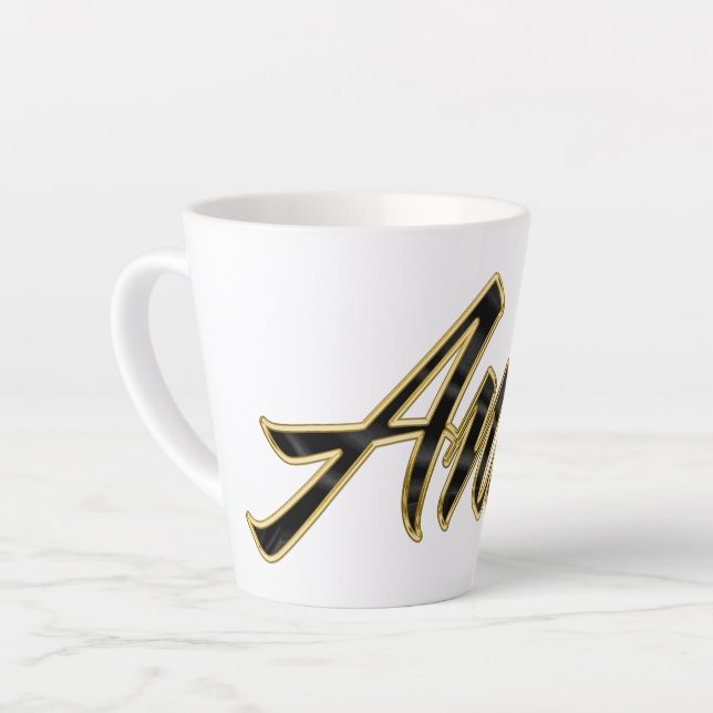Taza De Café Latte Anke black gold Lettering Latte Tasse (Ángulo izquierdo)