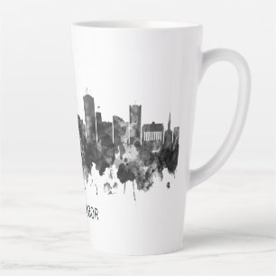 Taza De Café Latte Ann Arbor Michigan Skyline BW