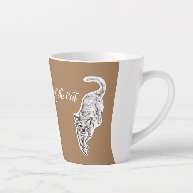 Taza De Café Latte Año Del Gato Tinta Kitty Dibujando Latte Mug (Derecha)