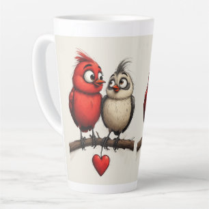 Taza De Café Latte Año Nuevo, Amor, Pájaros