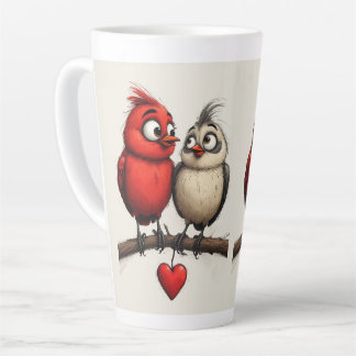 Taza De Café Latte Año Nuevo, Amor, Pájaros
