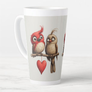 Taza De Café Latte Año Nuevo, Amor, Pájaros