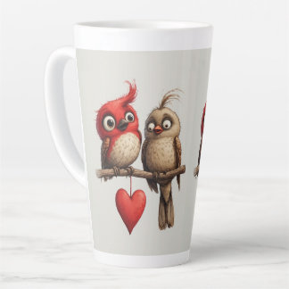 Taza De Café Latte Año Nuevo, Amor, Pájaros
