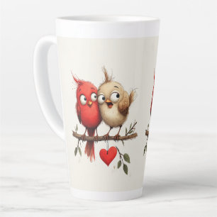 Taza De Café Latte Año Nuevo, Amor, Pájaros