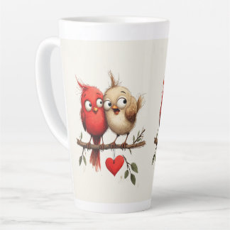 Taza De Café Latte Año Nuevo, Amor, Pájaros