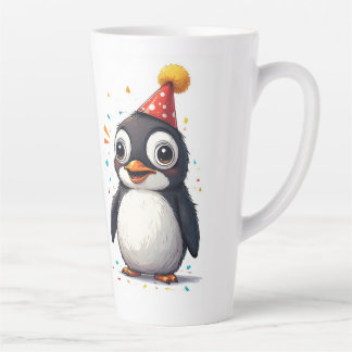 Taza De Café Latte Año nuevo, amor, pájaros, pingüinos