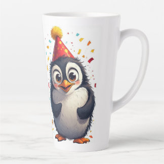 Taza De Café Latte Año nuevo, amor, pájaros, pingüinos