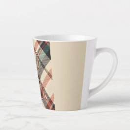 Taza De Café Latte Años 1940 Plaid Latte Mug