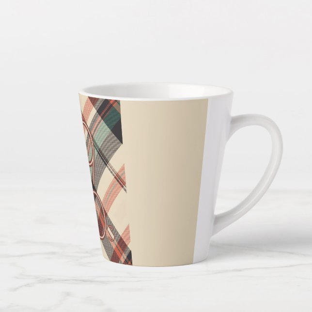 Taza De Café Latte Años 1940 Plaid Latte Mug (Derecha)