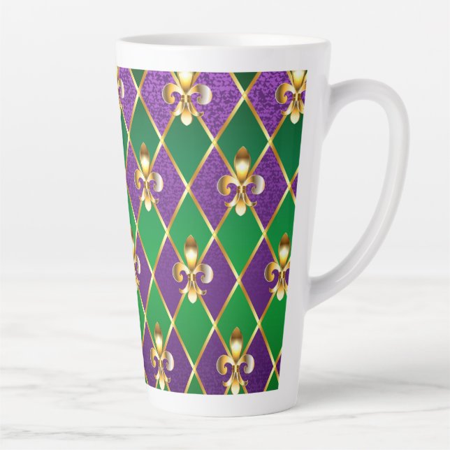 Taza De Café Latte Antecedentes de joyas Mardi Gras (Derecha)