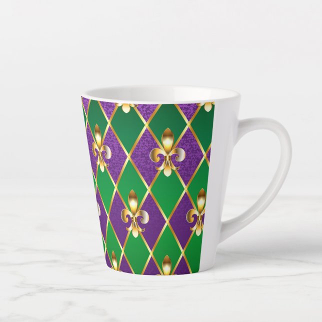 Taza De Café Latte Antecedentes de joyas Mardi Gras (Derecha)