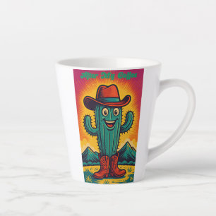 Taza De Café Latte Antes y después del café cactus vaquero