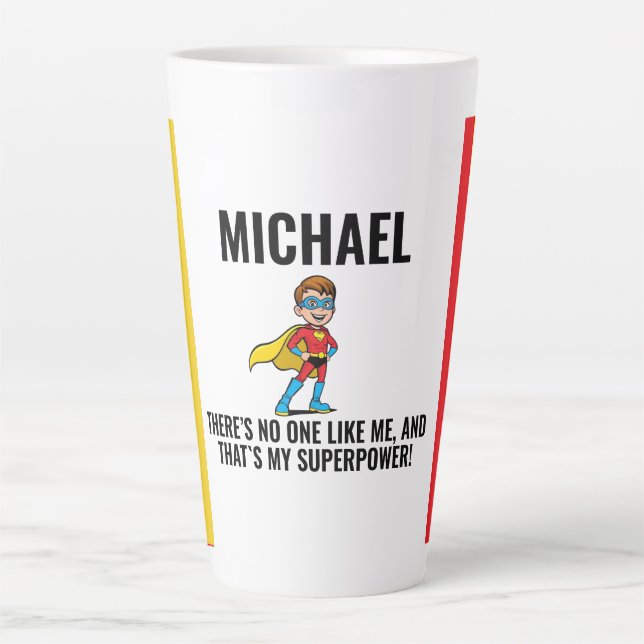 TAZA DE CAFÉ LATTE ANTI-STRESS KIDS HERO SUPERHERO POWER (Anverso)
