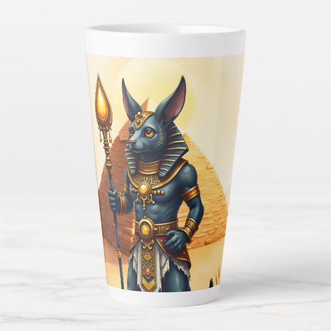 Taza De Café Latte Anubis personalizado - Dios egipcio de la vida des (Anverso)