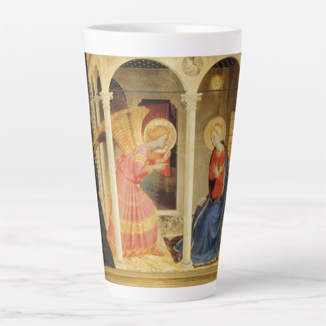 Taza De Café Latte Anunciación de Fra Angelico, Bella Artes del Renac (Anverso)