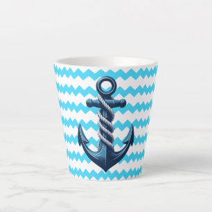 Taza De Café Latte Anuncio azul con olas azules