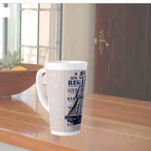 Taza De Café Latte Anuncio de Regata de Yate Vintage