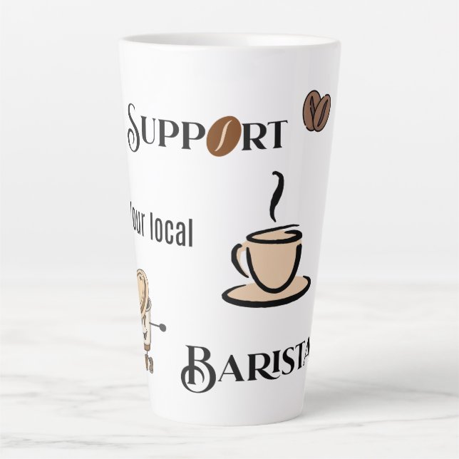 Taza De Café Latte Apoye a su Barista lindo (Anverso)