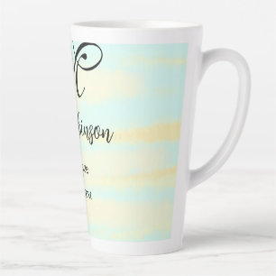 Taza De Café Latte apreciación del profesor de acuarcolía azul amaril
