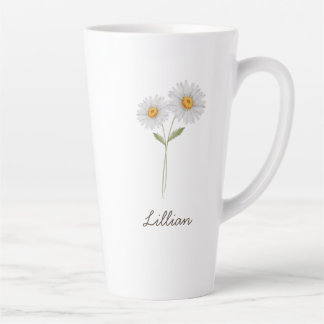Taza De Café Latte April Birth Month Flower Daisy