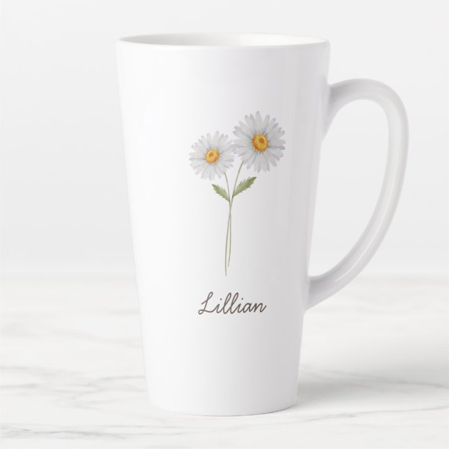 Taza De Café Latte April Birth Month Flower Daisy (Derecha)