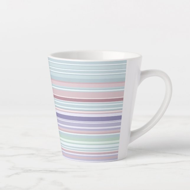 Taza De Café Latte Aqua, Blush and Lavender Stripes (Derecha)