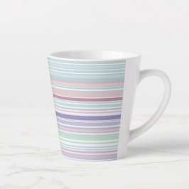 Taza De Café Latte Aqua, Rosa y Rayas Lavanda