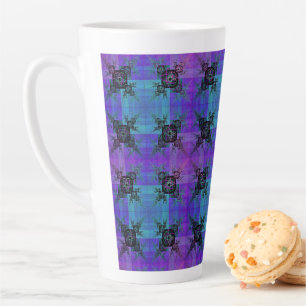 Taza De Café Latte Aqua y Lilac Fractal Joy Latte Mug
