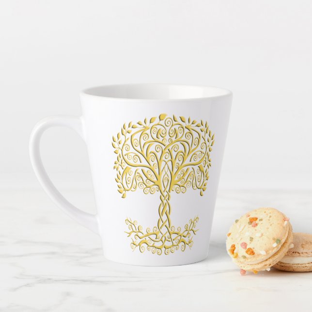 Taza De Café Latte Árbol Celta Amarillo De La Vida (In situ)