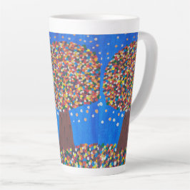 Taza De Café Latte Árbol colorido abstracto